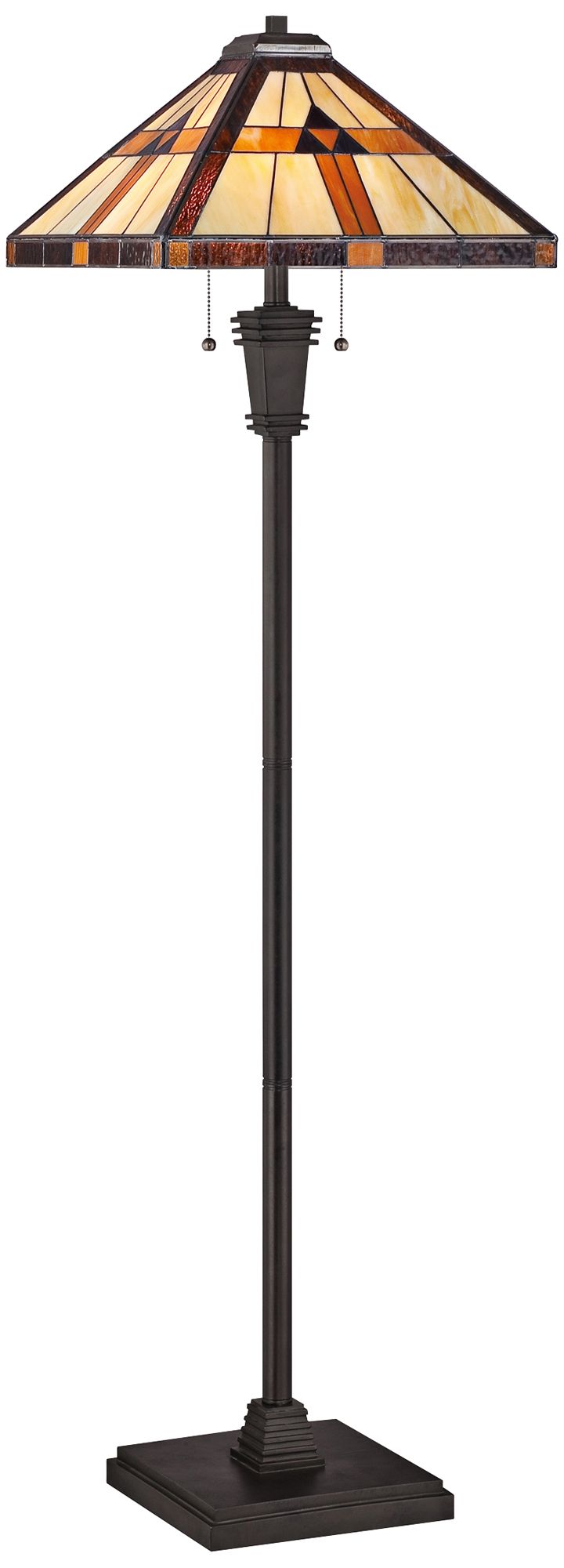 Quoizel Bryant Bronze Patina Tiffany-Style Floor Lamp - #2Y816