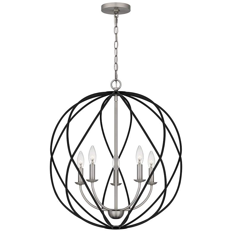 Image 2 Quoizel Bryn 24" 5-Light Open Globe Black and Antique Nickel Pendant