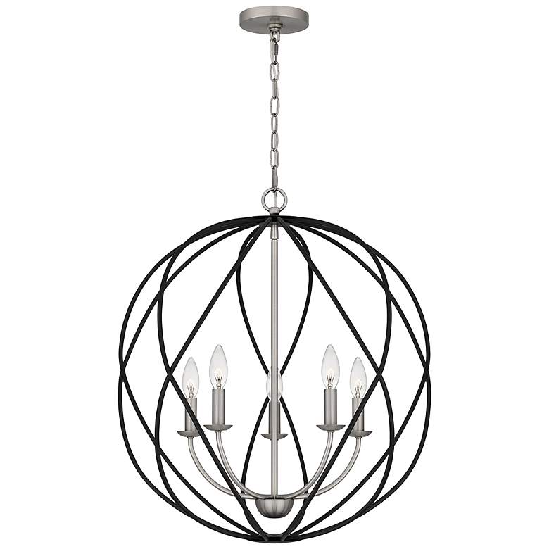 Image 2 Quoizel Bryn 24 inch 5-Light Open Globe Black and Antique Nickel Pendant