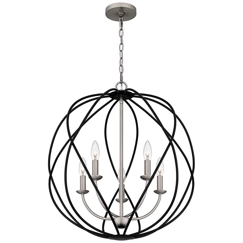 Image 3 Quoizel Bryn 24" 5-Light Open Globe Black and Antique Nickel Pendant more views