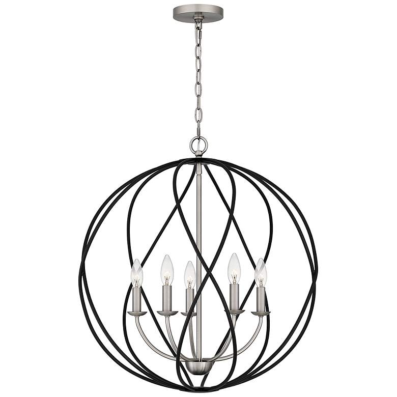 Image 4 Quoizel Bryn 24" 5-Light Open Globe Black and Antique Nickel Pendant more views