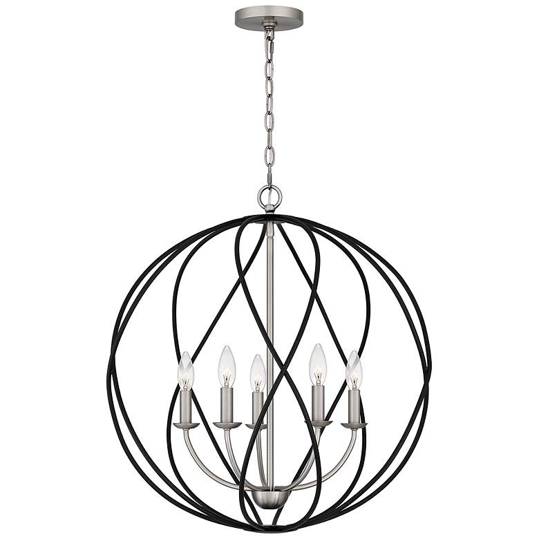 Image 4 Quoizel Bryn 24 inch 5-Light Open Globe Black and Antique Nickel Pendant more views