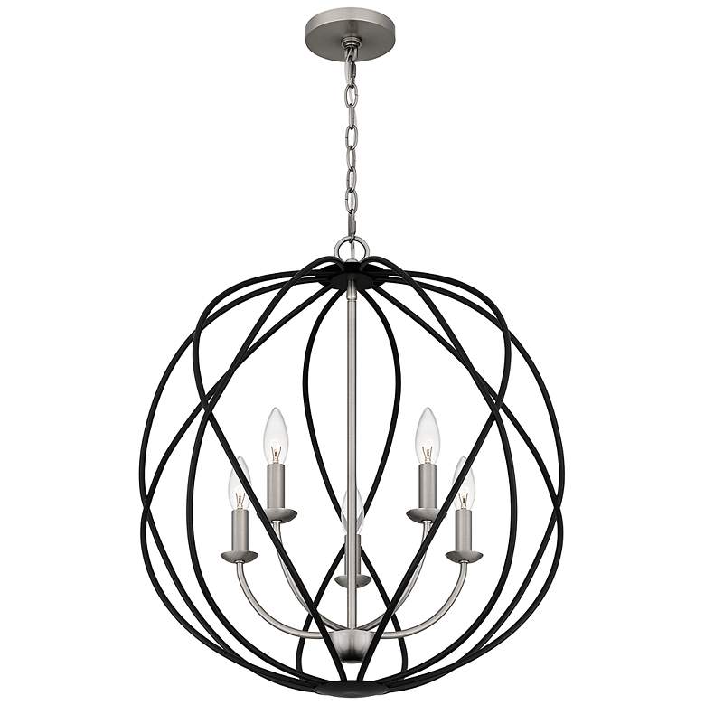 Image 5 Quoizel Bryn 24" 5-Light Open Globe Black and Antique Nickel Pendant more views