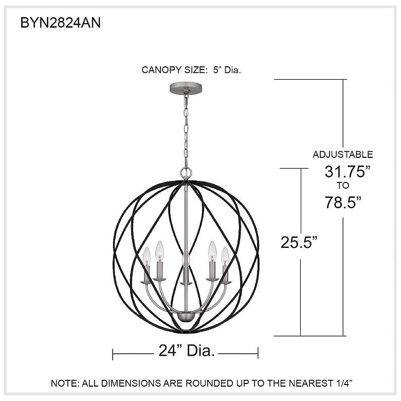 Image 7 Quoizel Bryn 24" 5-Light Open Globe Black and Antique Nickel Pendant more views