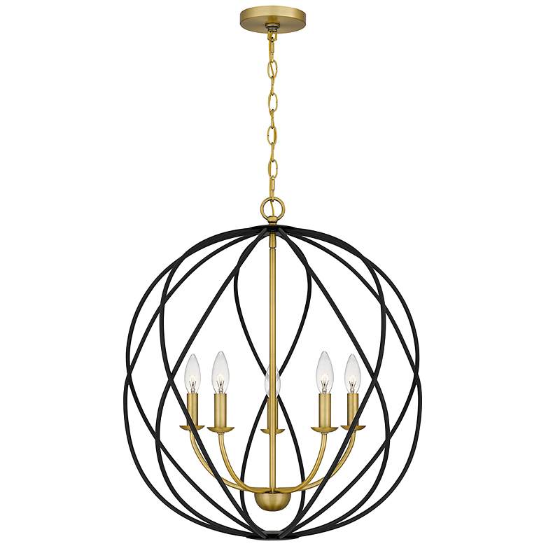 Image 2 Quoizel Bryn 24" Wide Aged Brass 5-Light Globe Pendant
