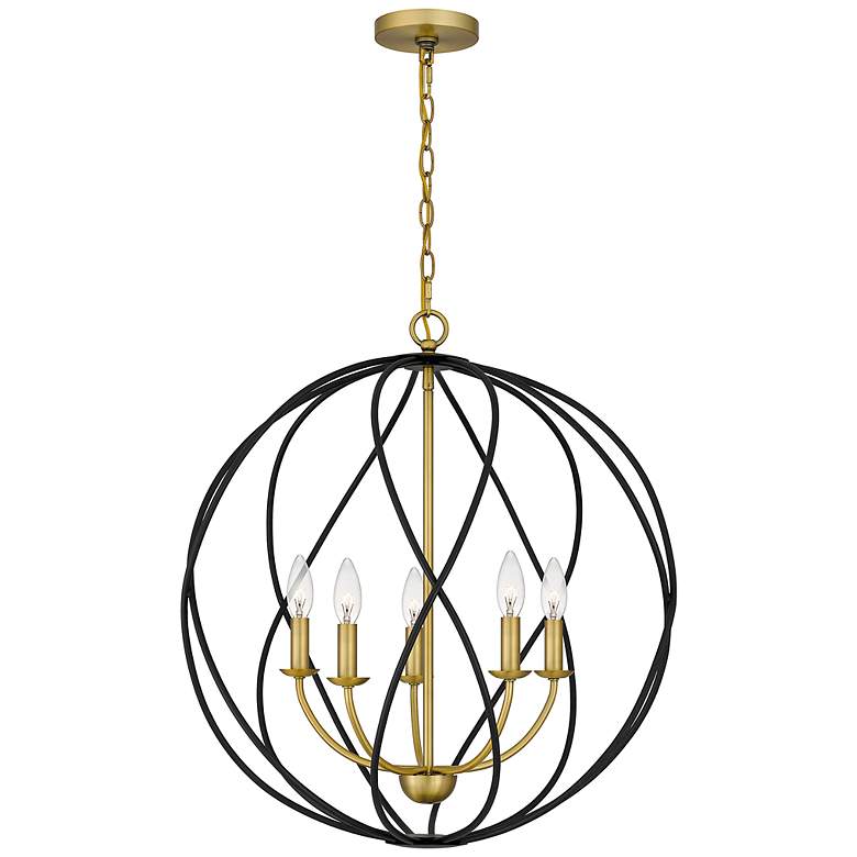 Image 4 Quoizel Bryn 24" Wide Aged Brass 5-Light Globe Pendant more views