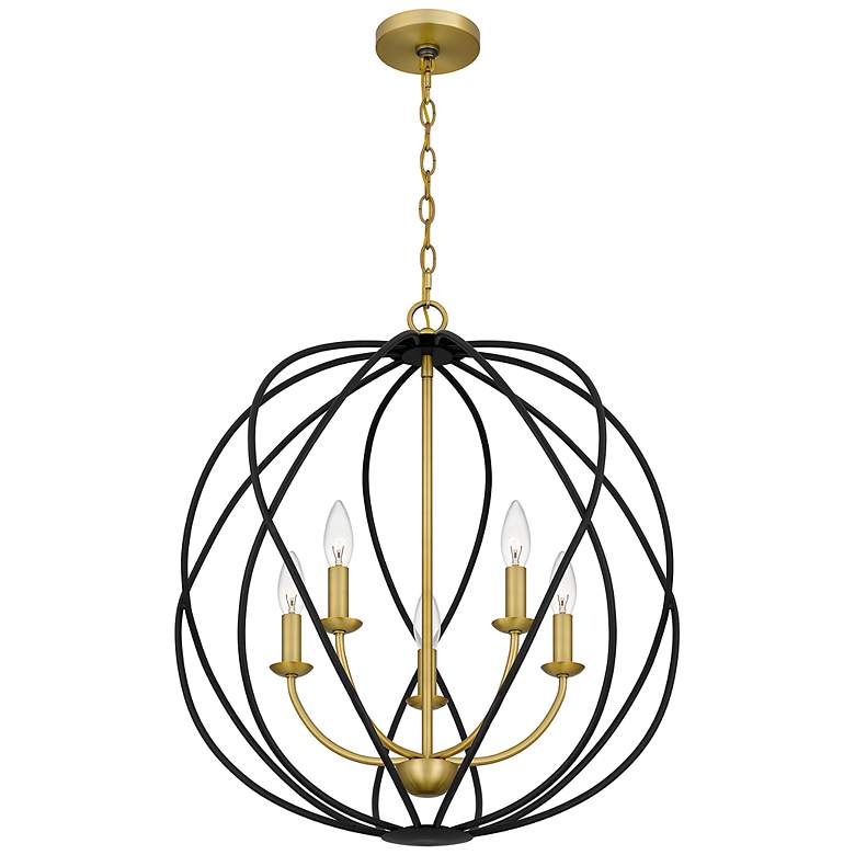 Image 5 Quoizel Bryn 24" Wide Aged Brass 5-Light Globe Pendant more views