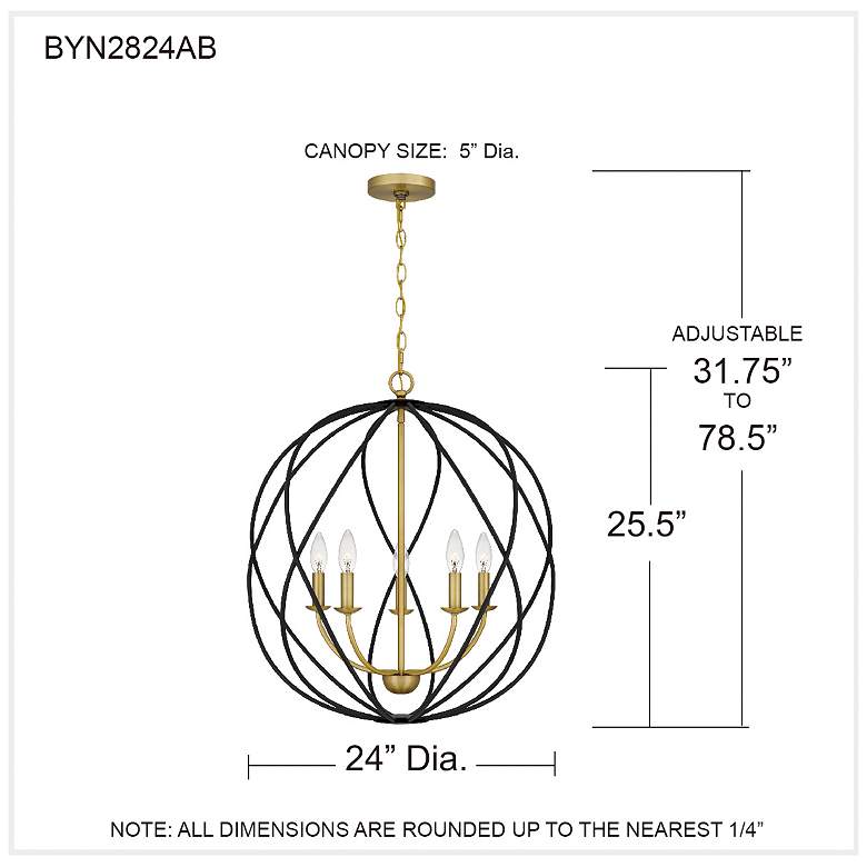 Image 7 Quoizel Bryn 24" Wide Aged Brass 5-Light Globe Pendant more views