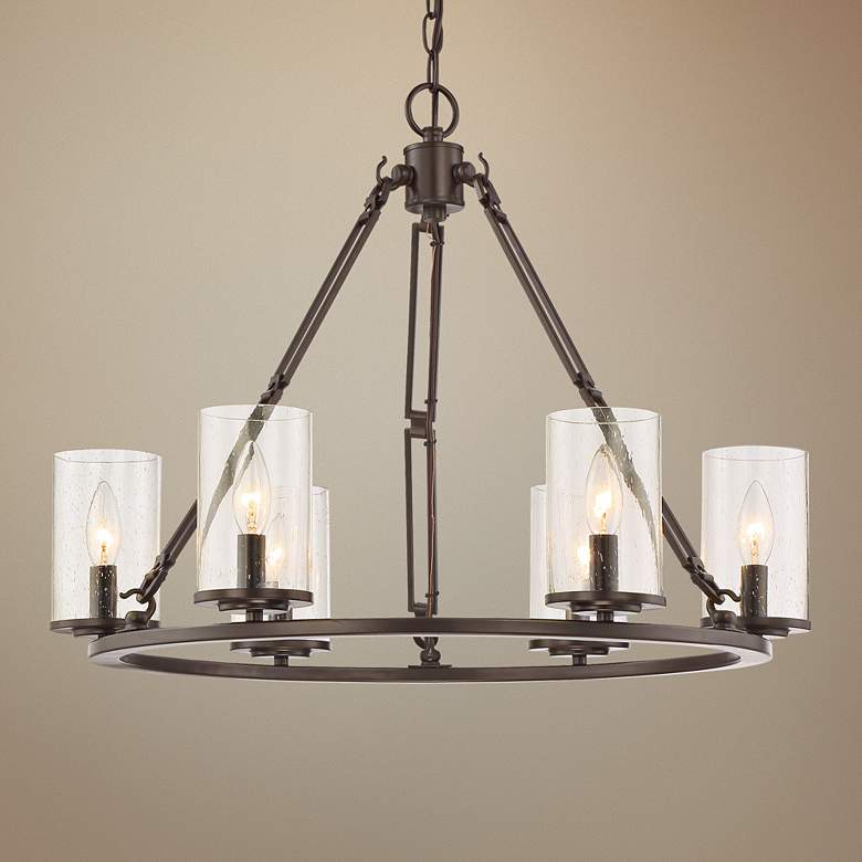 Image 1 Quoizel Buchanan 25 inchW Western Bronze 6-Light Chandelier