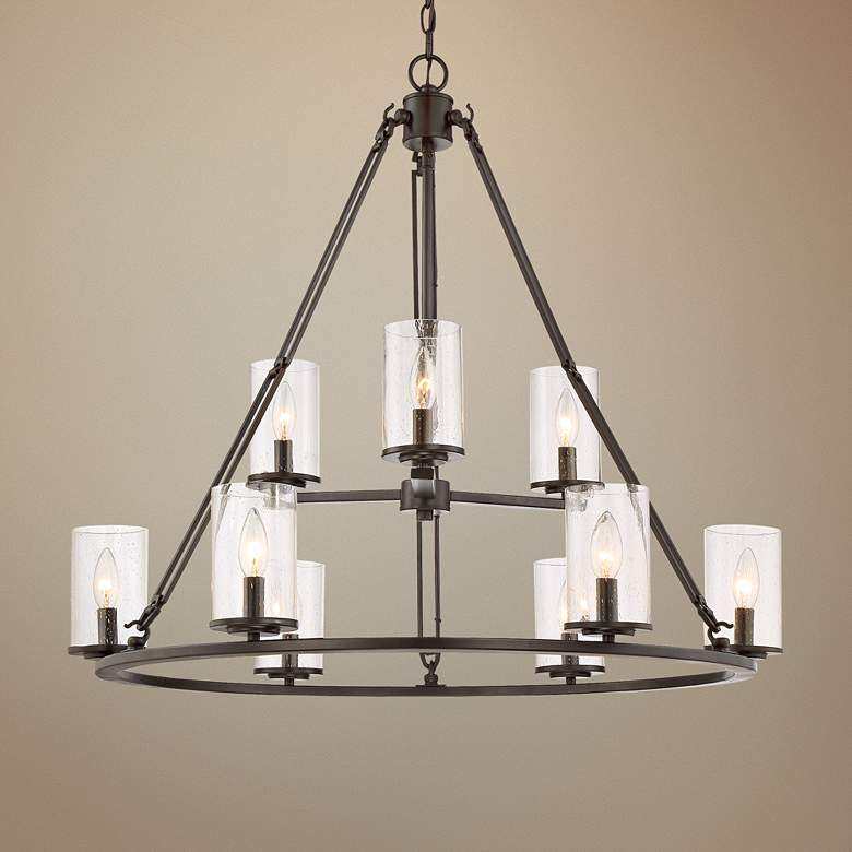 Image 1 Quoizel Buchanan 33"W Western Bronze 9-Light Chandelier