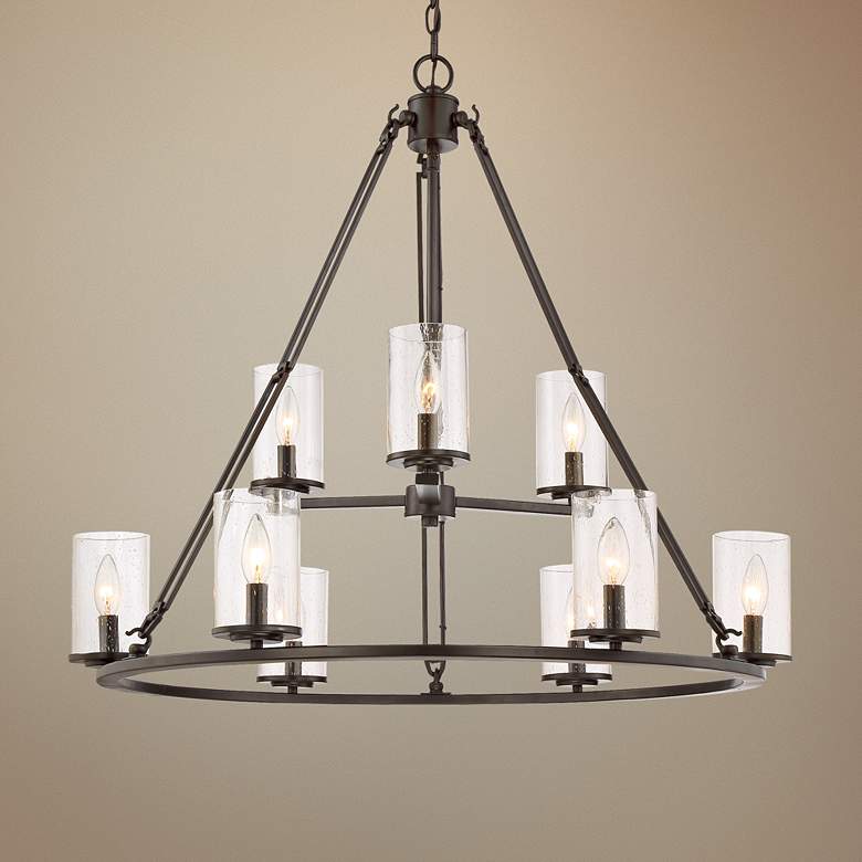 Image 1 Quoizel Buchanan 33 inchW Western Bronze 9-Light Chandelier