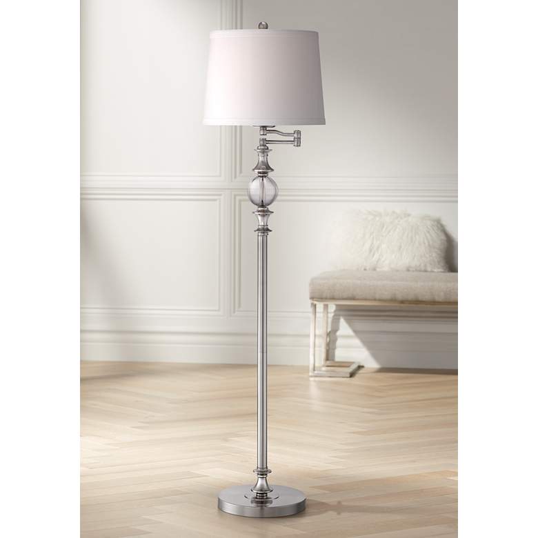 Image 1 Quoizel Buckler Brushed Nickel Swing Arm Floor Lamp