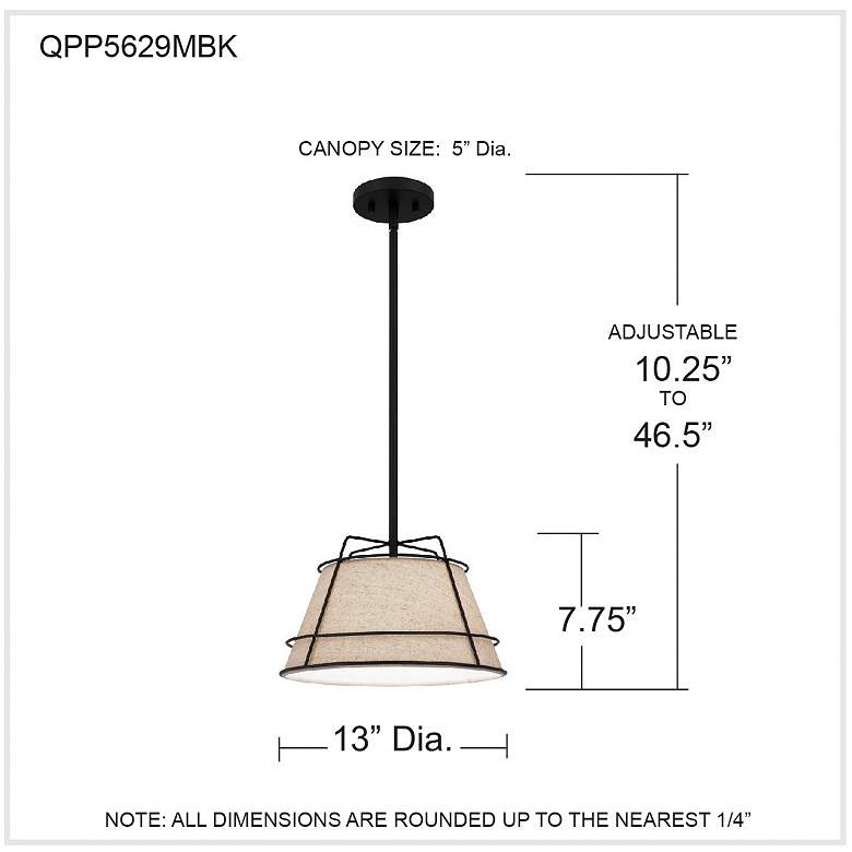 Image 7 Quoizel Burbidge 13" Wide Matte Black Pendant Light more views