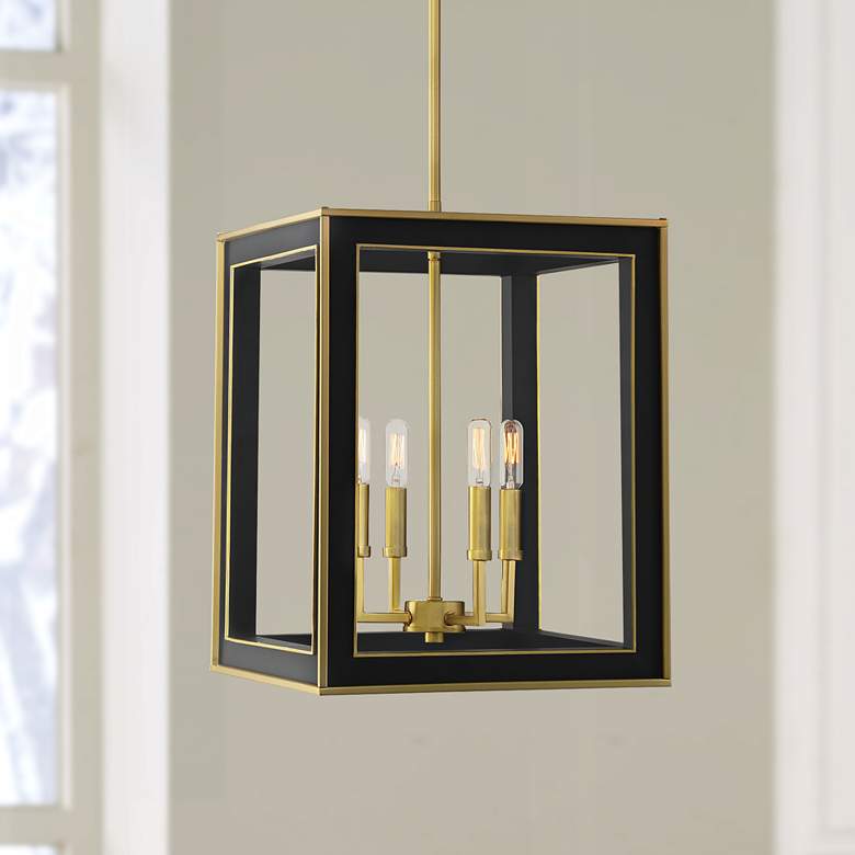 Image 1 Quoizel Burwell 14" Wide Matte Black 4-Light Foyer Pendant