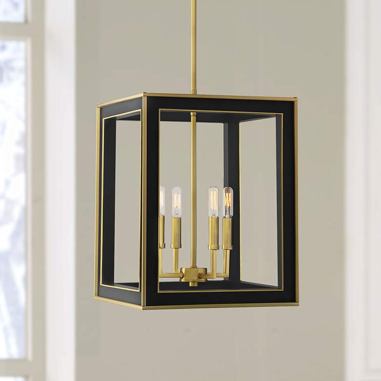 Image 1 Quoizel Burwell 14 inch Wide Matte Black 4-Light Foyer Pendant