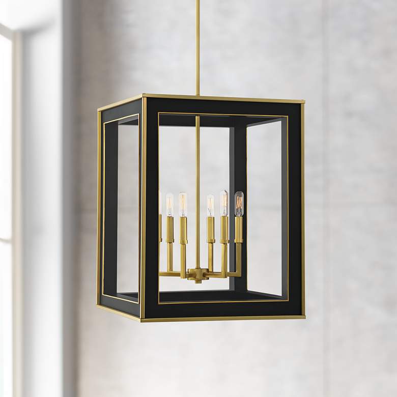Image 1 Quoizel Burwell 18 1/4"W Matte Black 6-Light Foyer Pendant
