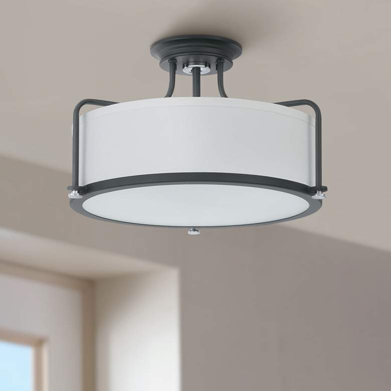 Image 1 Quoizel Calvary 17 1/2" Wide Earth Black Drum Ceiling Light