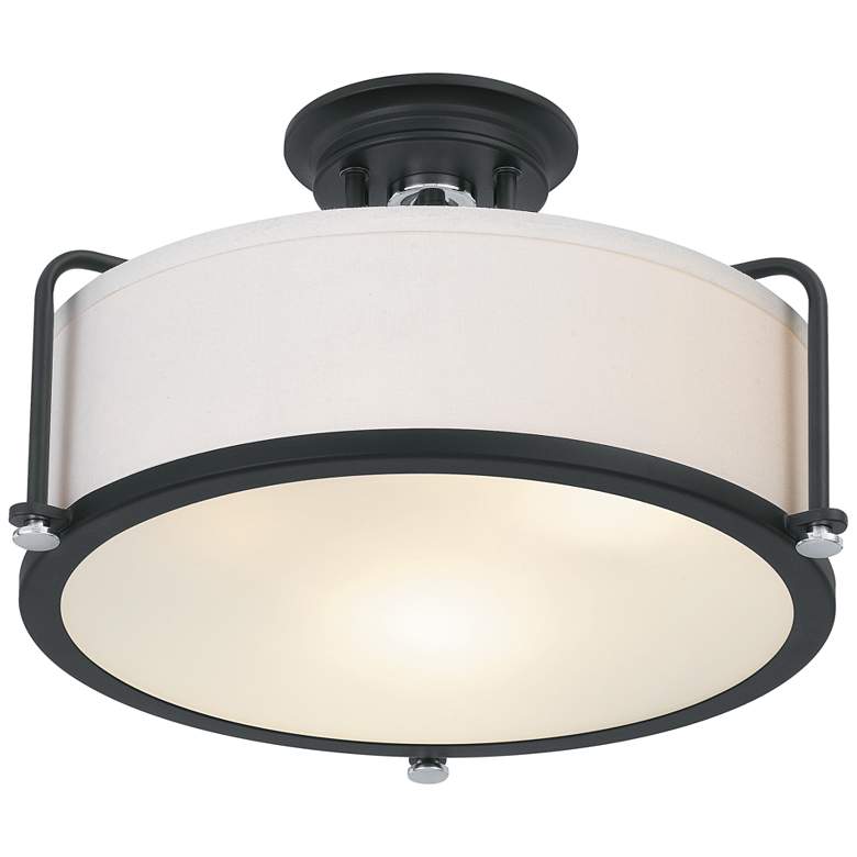 Image 4 Quoizel Calvary 17 1/2" Wide Earth Black Drum Ceiling Light more views