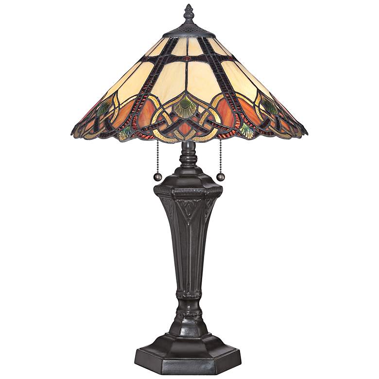 Image 1 Quoizel Cambridge Vintage Bronze Tiffany Table Lamp