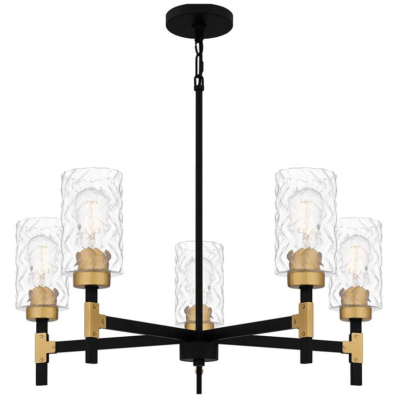 Image 1 Quoizel Carly 28" Wide 5-Light Matte Black and Glass Modern Chandelier