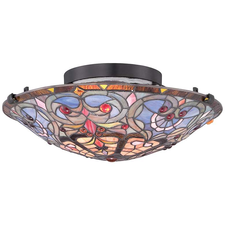 Image 2 Quoizel Carroll Bronze 16.5" Wide Tiffany-Style Ceiling Light more views