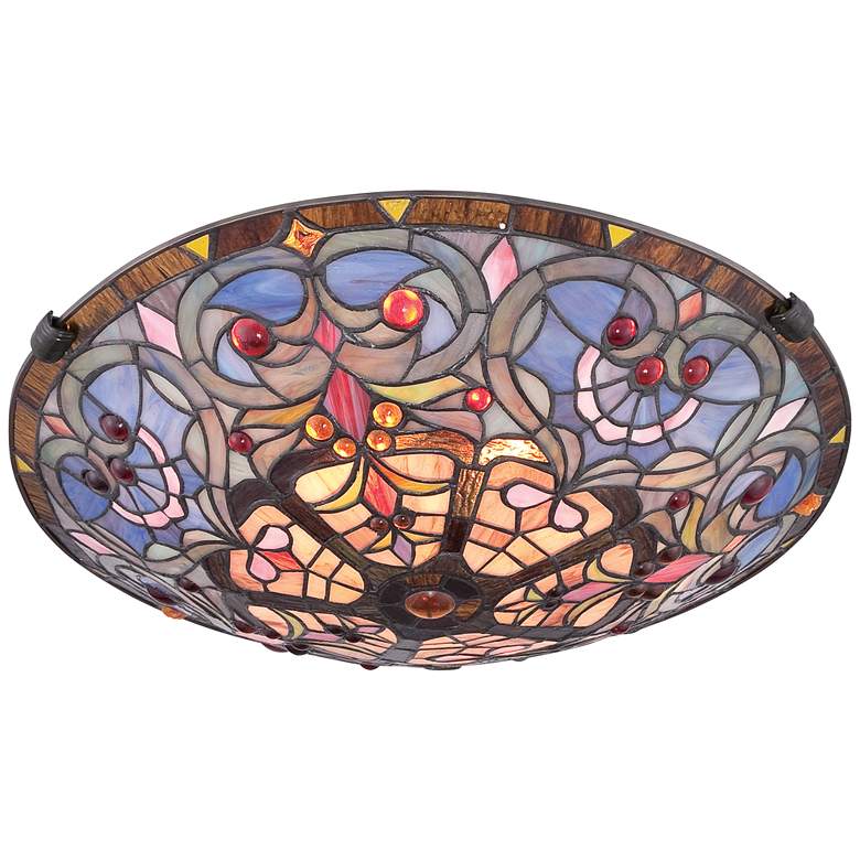 Image 3 Quoizel Carroll Bronze 16.5" Wide Tiffany-Style Ceiling Light more views