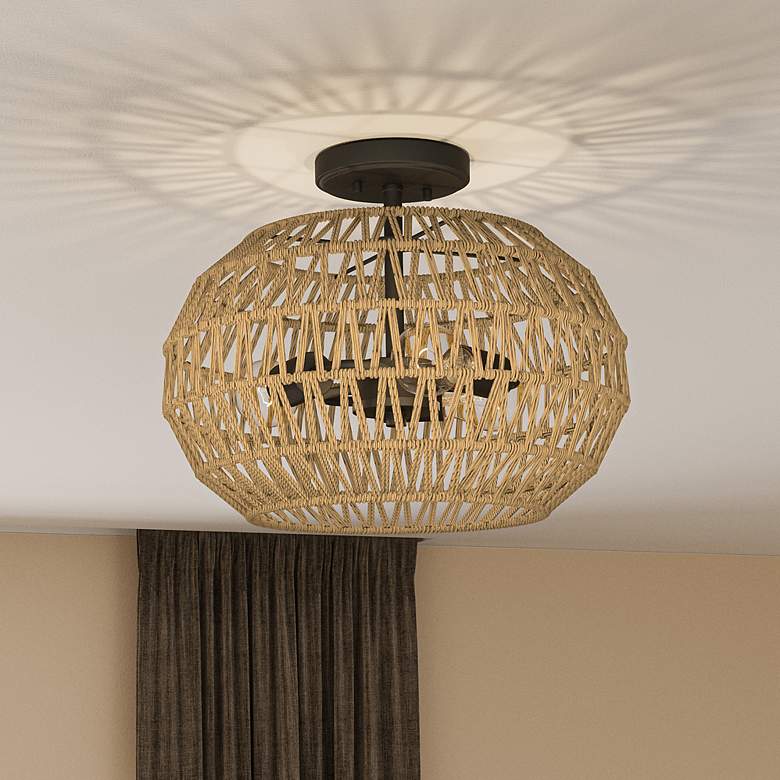 Image 2 Quoizel Casablanca 16" Wide Bronze Natural Rope 3-Light Ceiling Light