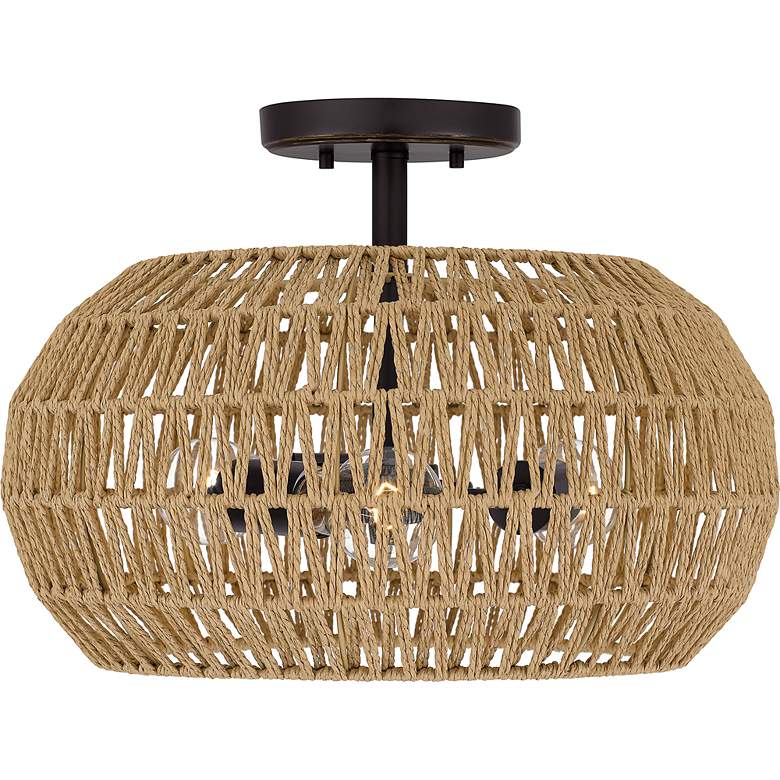 Image 5 Quoizel Casablanca 16" Wide Bronze Natural Rope 3-Light Ceiling Light more views