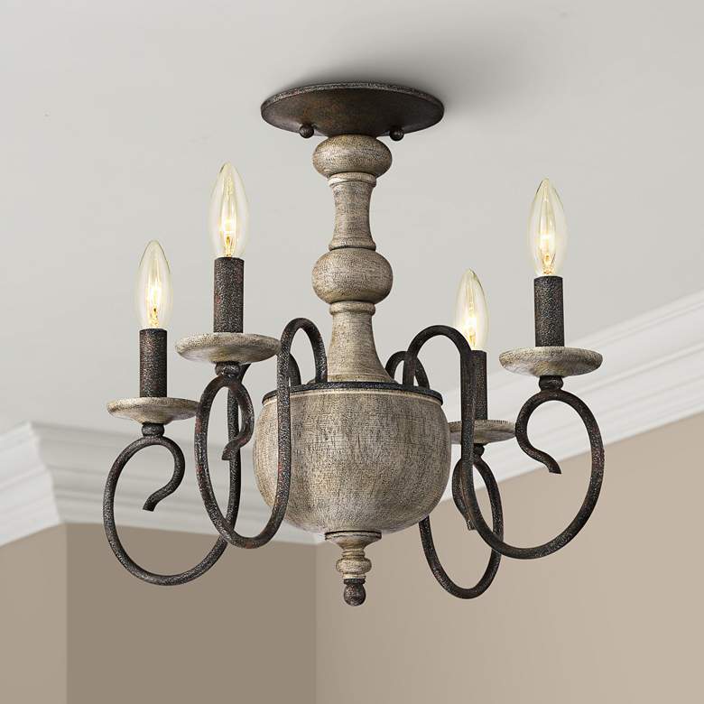 Image 1 Quoizel Castile 18" Wide Rustic Black Ceiling Light