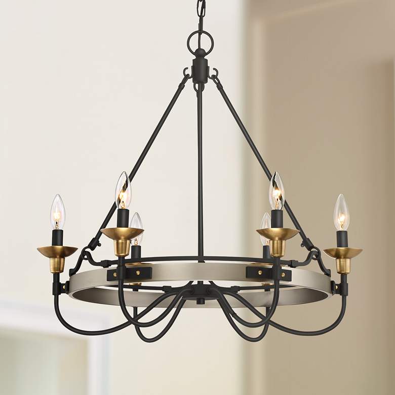Image 1 Quoizel Castle Hill 24 3/4"W Antique Nickel Chandelier
