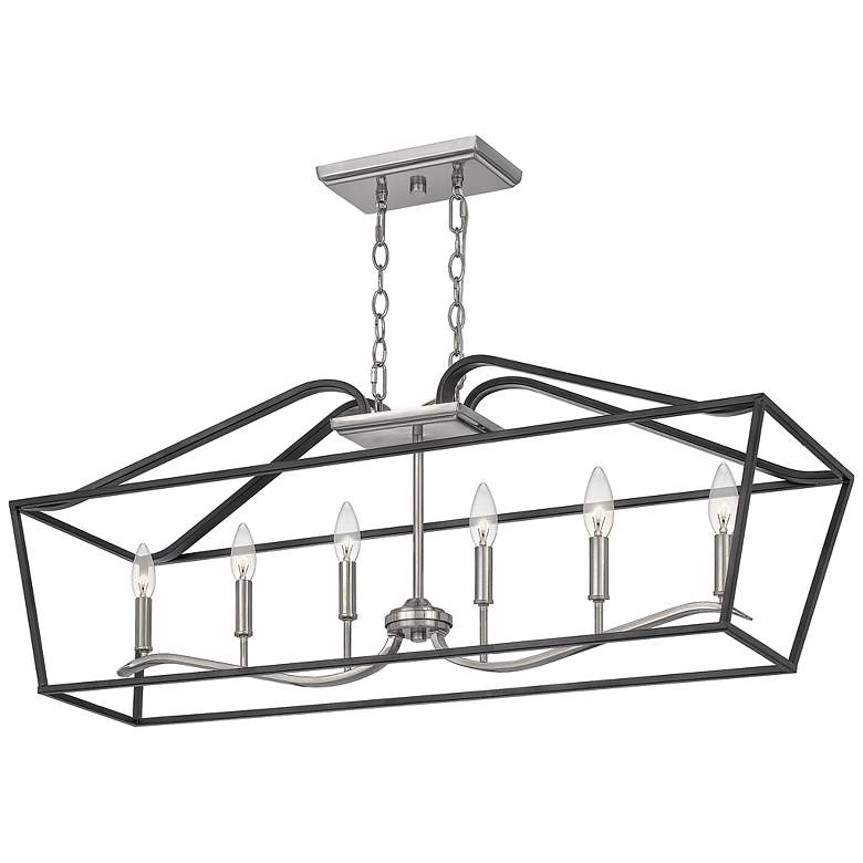 Image 3 Quoizel Catalina 42" Matte Black 6-Light Traditional Island Pendant more views