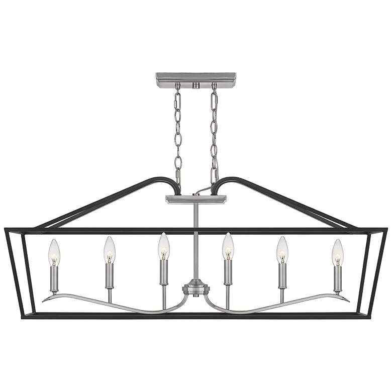 Image 4 Quoizel Catalina 42" Matte Black 6-Light Traditional Island Pendant more views