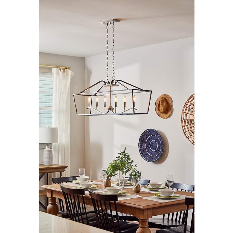 Image 7 Quoizel Catalina 42" Matte Black 6-Light Traditional Island Pendant more views