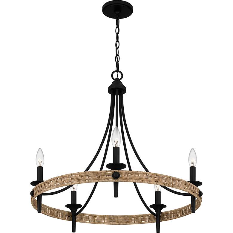Image 5 Quoizel Catania 26" Wide Matte Black 5-Light Chandelier more views