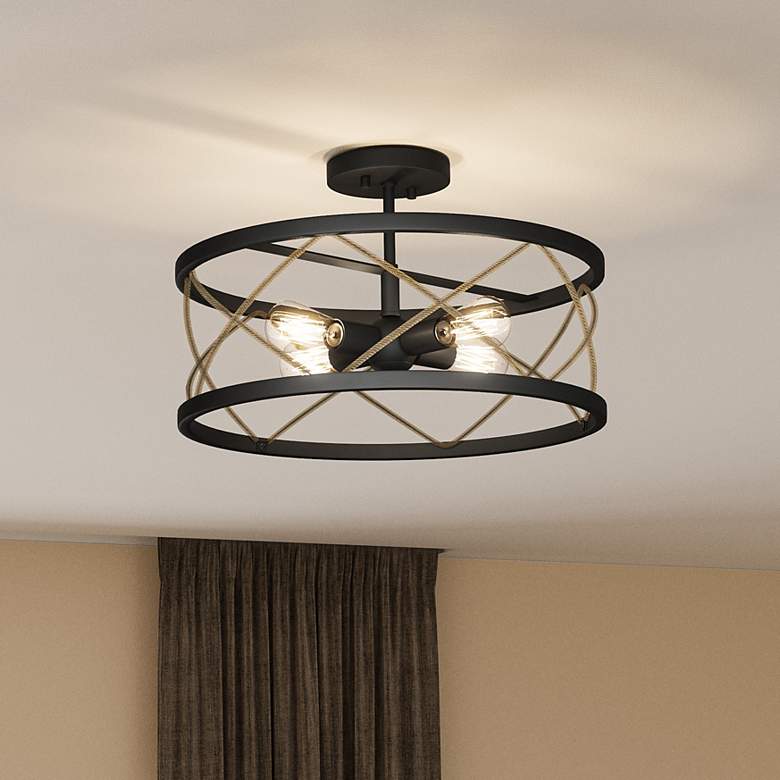 Image 2 Quoizel Cedar Park 18"W Matte Black 4-Light Ceiling Light
