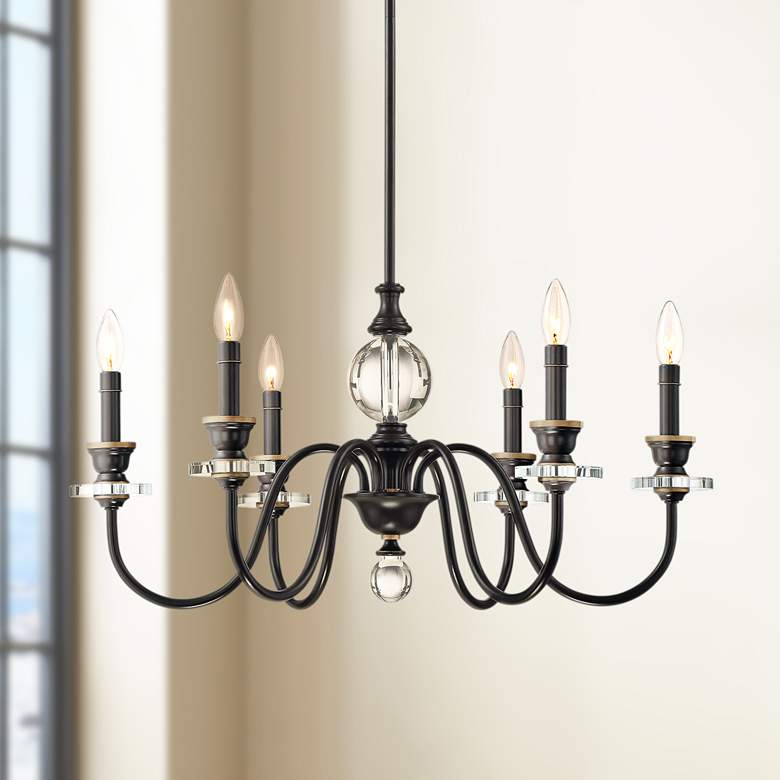 Image 1 Quoizel Ceremony 28"W Palladian Bronze 6-Light Chandelier