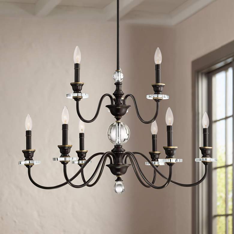 Image 1 Quoizel Ceremony 32 inchW Palladian Bronze 9-Light Chandelier