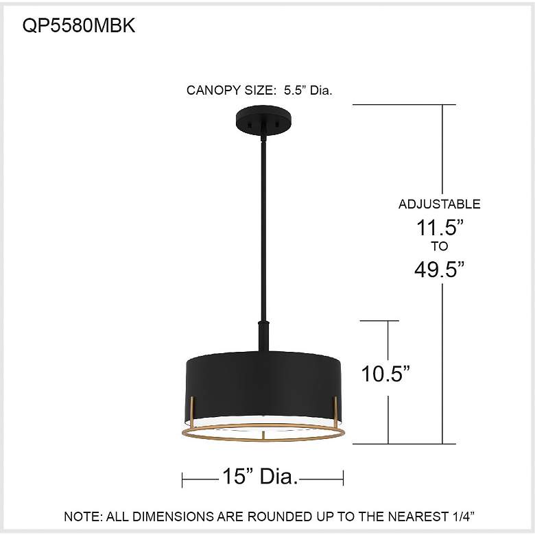 Image 7 Quoizel Chalfont 15" Wide 3-Light Matte Black Modern Pendant more views