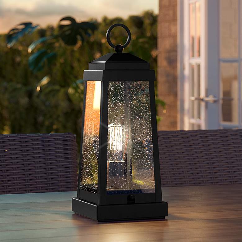 Image 1 Quoizel Chancellor 16 3/4 inch High Earth Black Outdoor Table Lamp