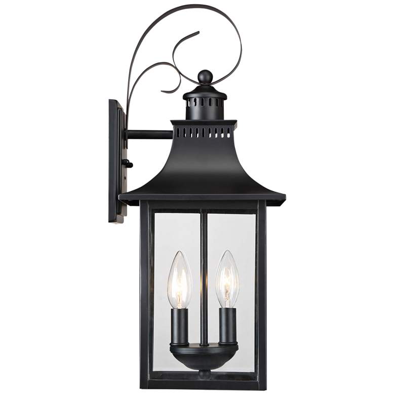 Image 1 Quoizel Chancellor 19 inch High Mystic Black Outdoor Wall Lantern Light