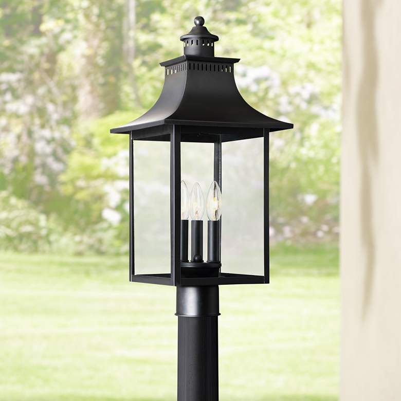 Image 1 Quoizel Chancellor 22 inch High Mystic Black Outdoor Post light