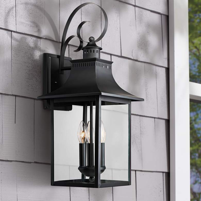 Image 1 Quoizel Chancellor 23 1/2"H Mystic Black Outdoor Wall Light