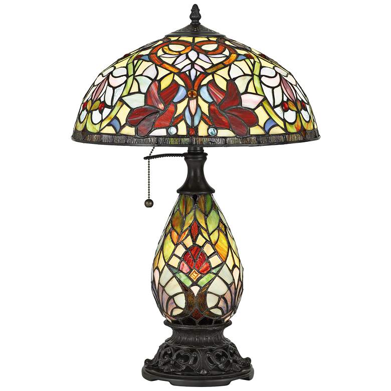 Image 1 Quoizel Channing Bronze and Art Glass Table Lamp