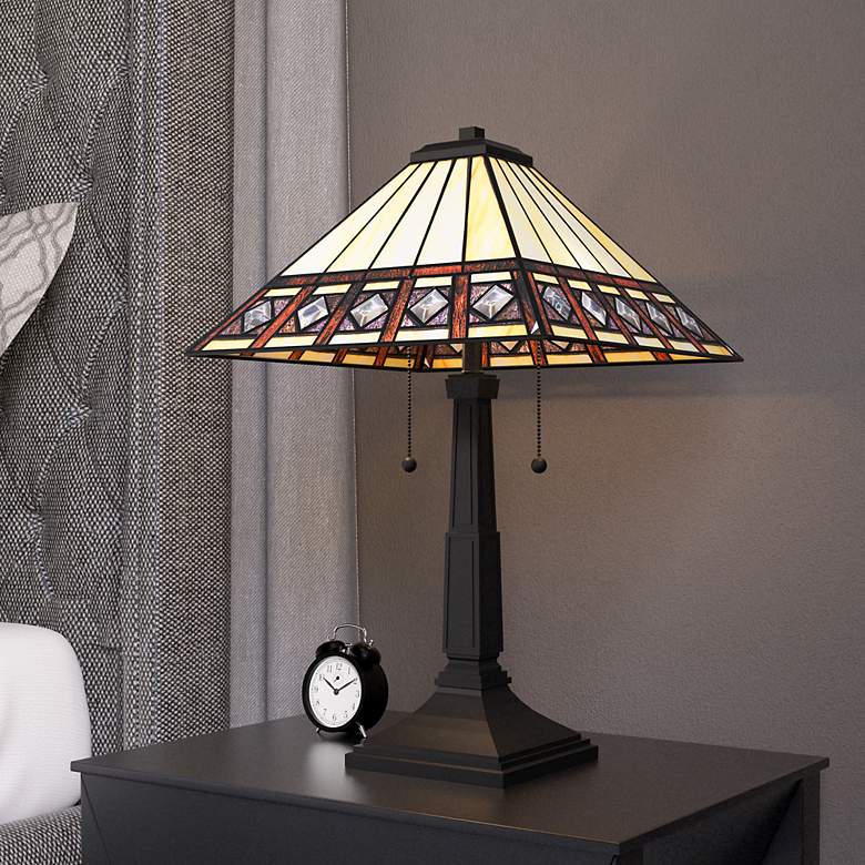 Image 1 Quoizel Chardonnay 23" High 2-Light Matte Black Mission Table Lamp