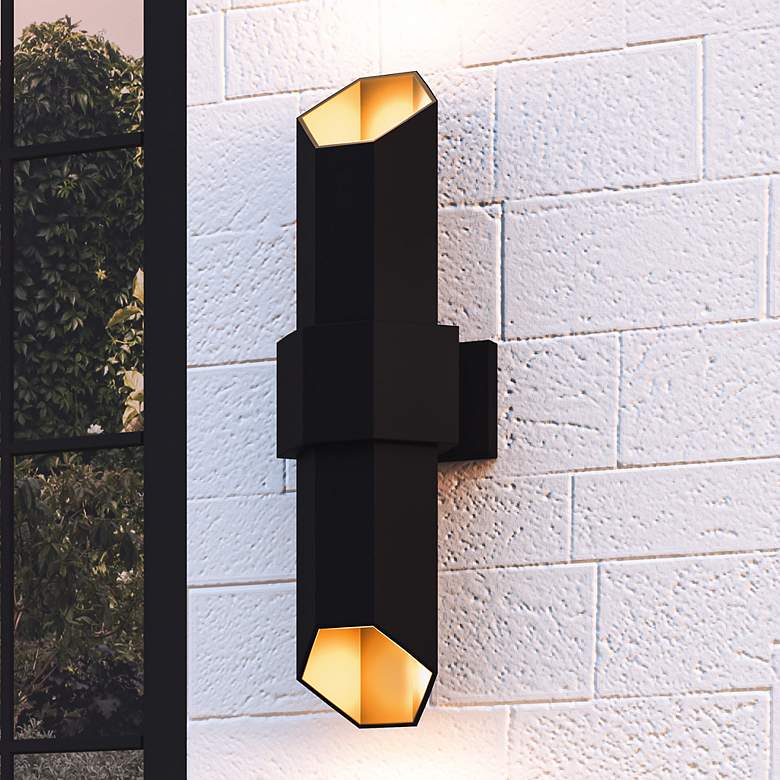 Image 1 Quoizel Chasm 20.5" Gold and Black Modern LED Outdoor Wall Light