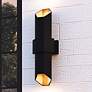 1_Quoizel Chasm 20.5" Gold and Black Modern LED Outdoor Wall Light