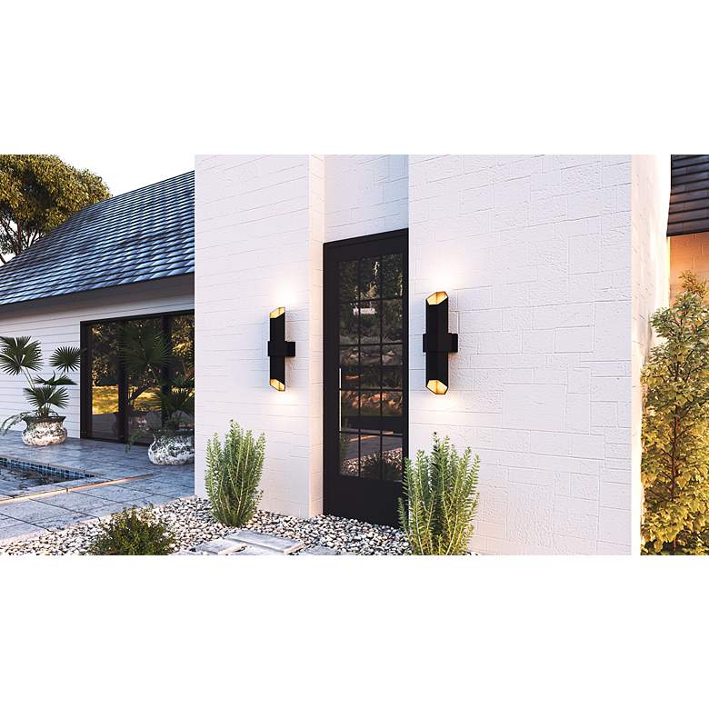 Image 6 Quoizel Chasm 20.5" Gold and Black Modern LED Outdoor Wall Light more views