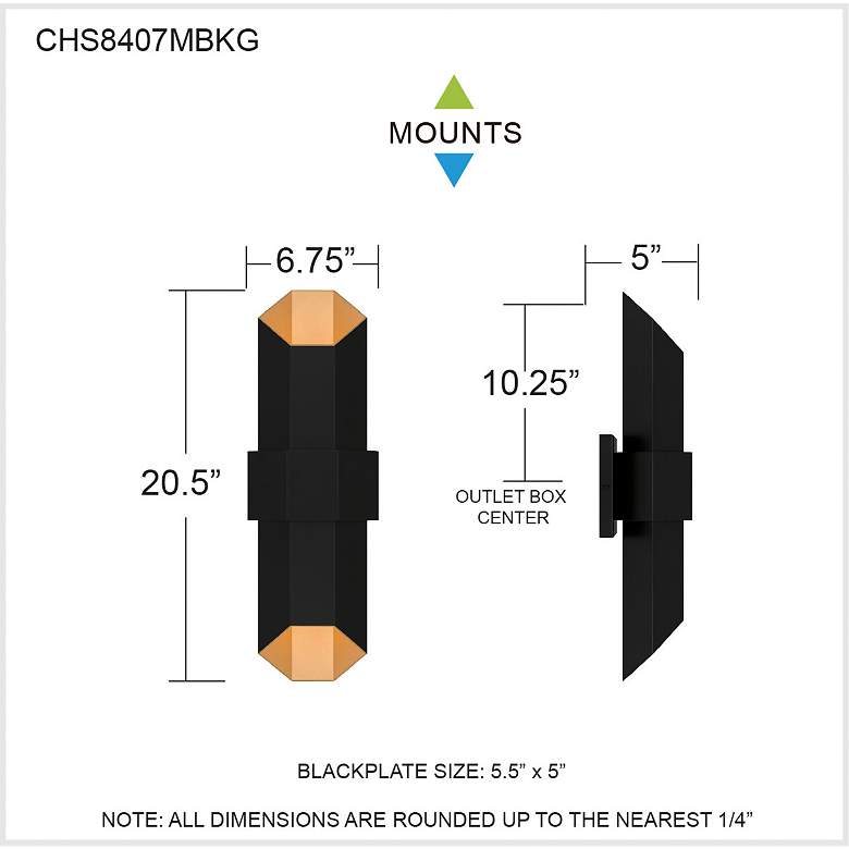 Image 7 Quoizel Chasm 20.5" Gold and Black Modern LED Outdoor Wall Light more views