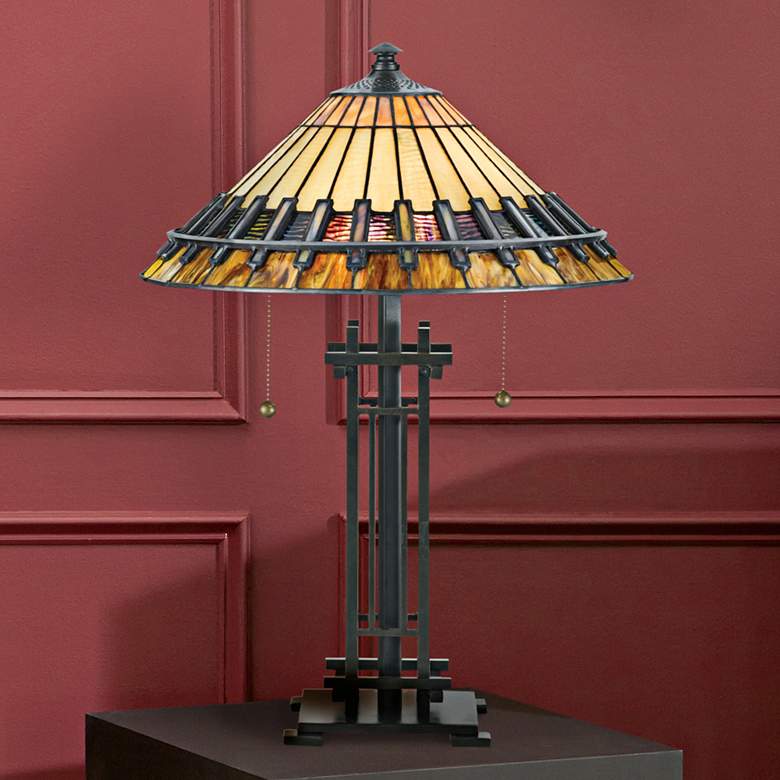 Image 3 Quoizel Chastain 22 1/2" High Arts and Crafts Tiffany-Style Table Lamp more views