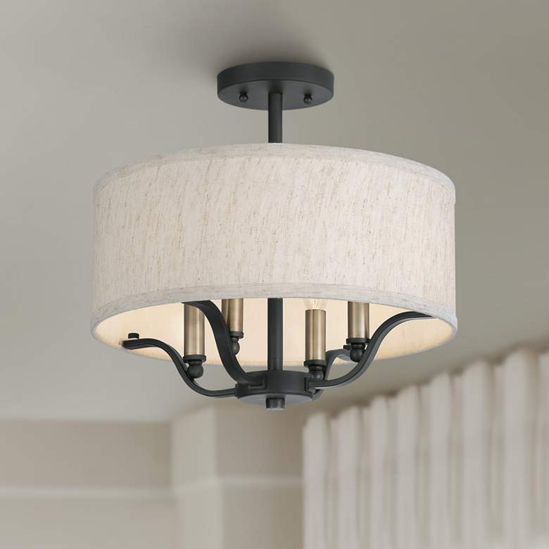 Image 1 Quoizel Cheyenne 15"W Western Bronze 4-Light Ceiling Light